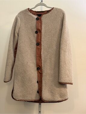 Scotch & Soda Cream Teddy Jacket with Brown Trim